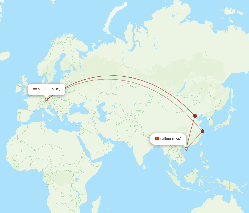 HAK-MUC flight routes