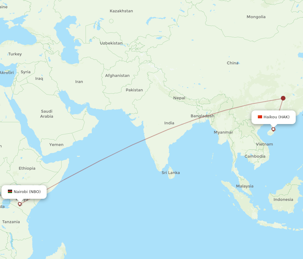 HAK-NBO flight routes
