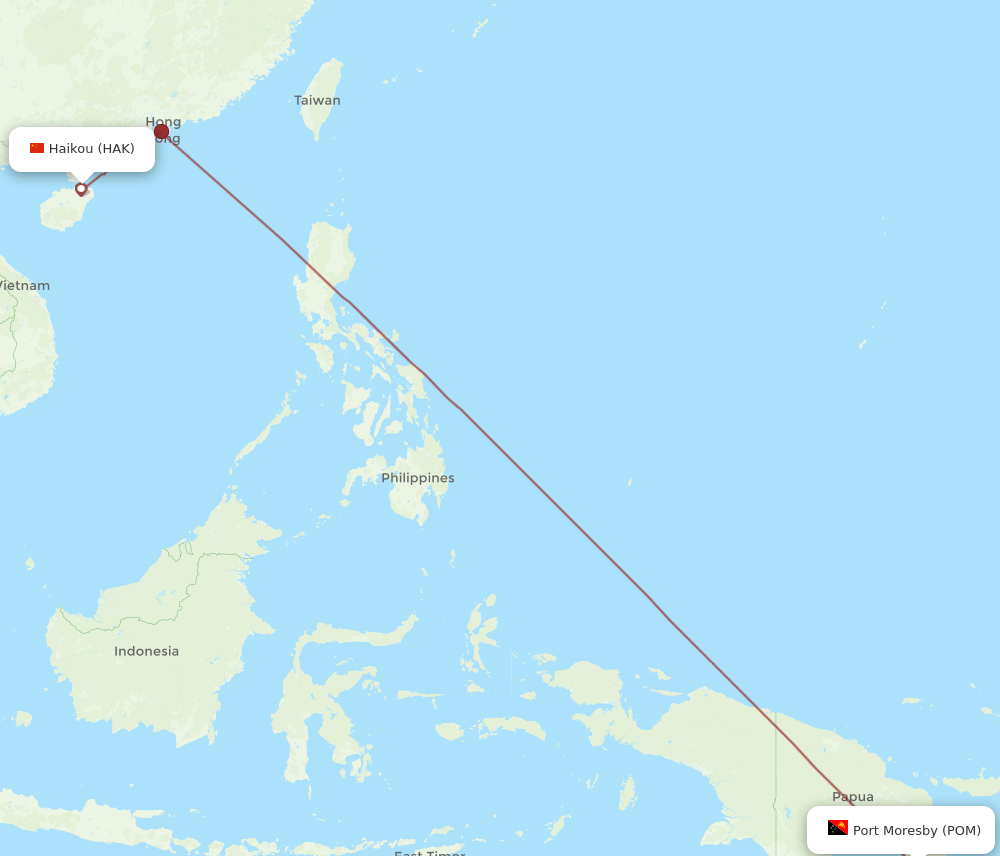POM to HAK flights and routes map