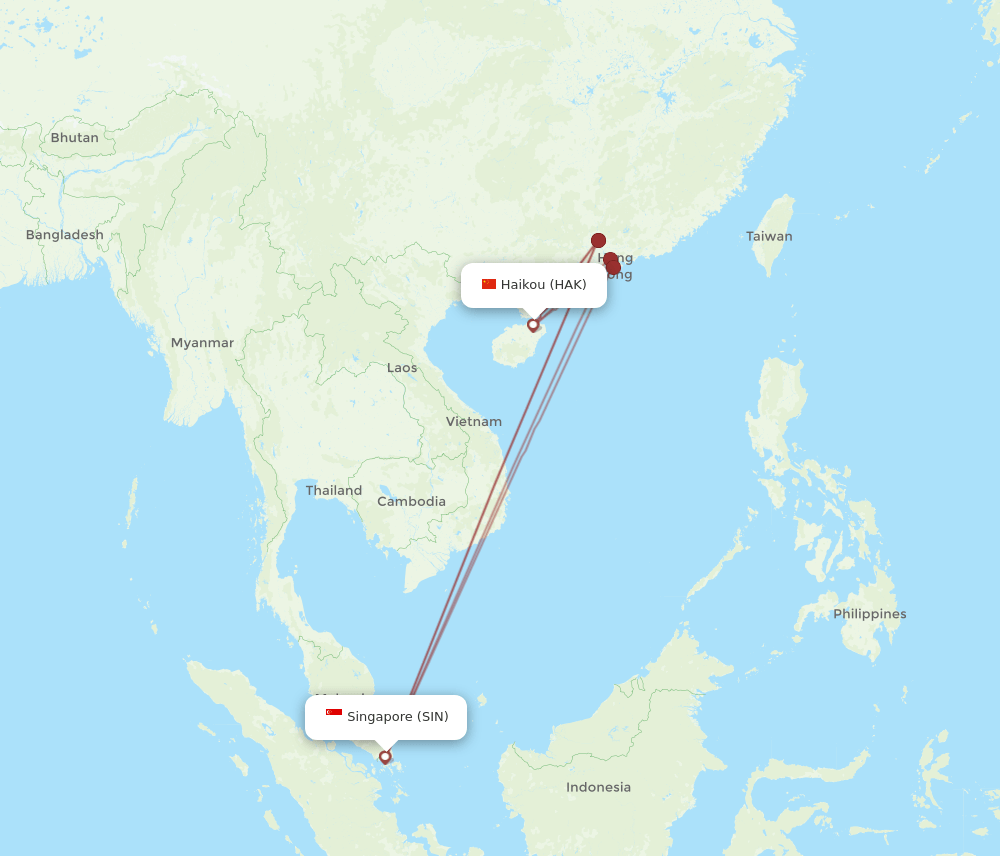 HAK-SIN flight routes