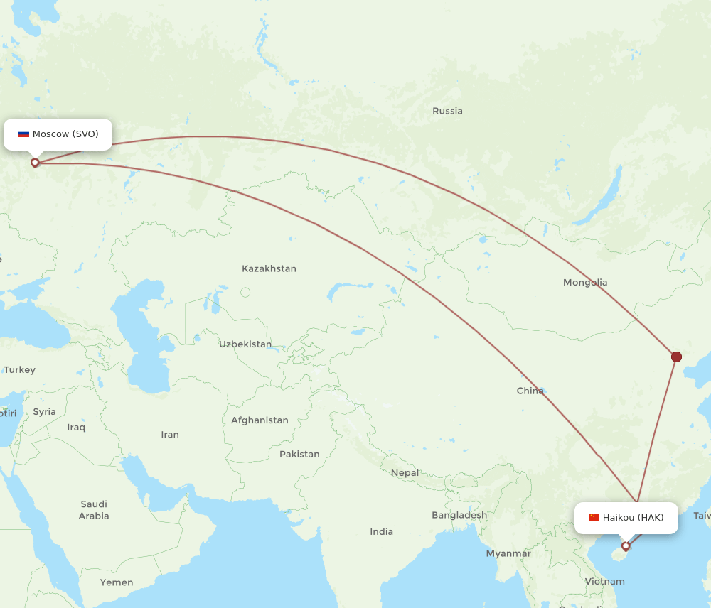 HAK-SVO flight routes