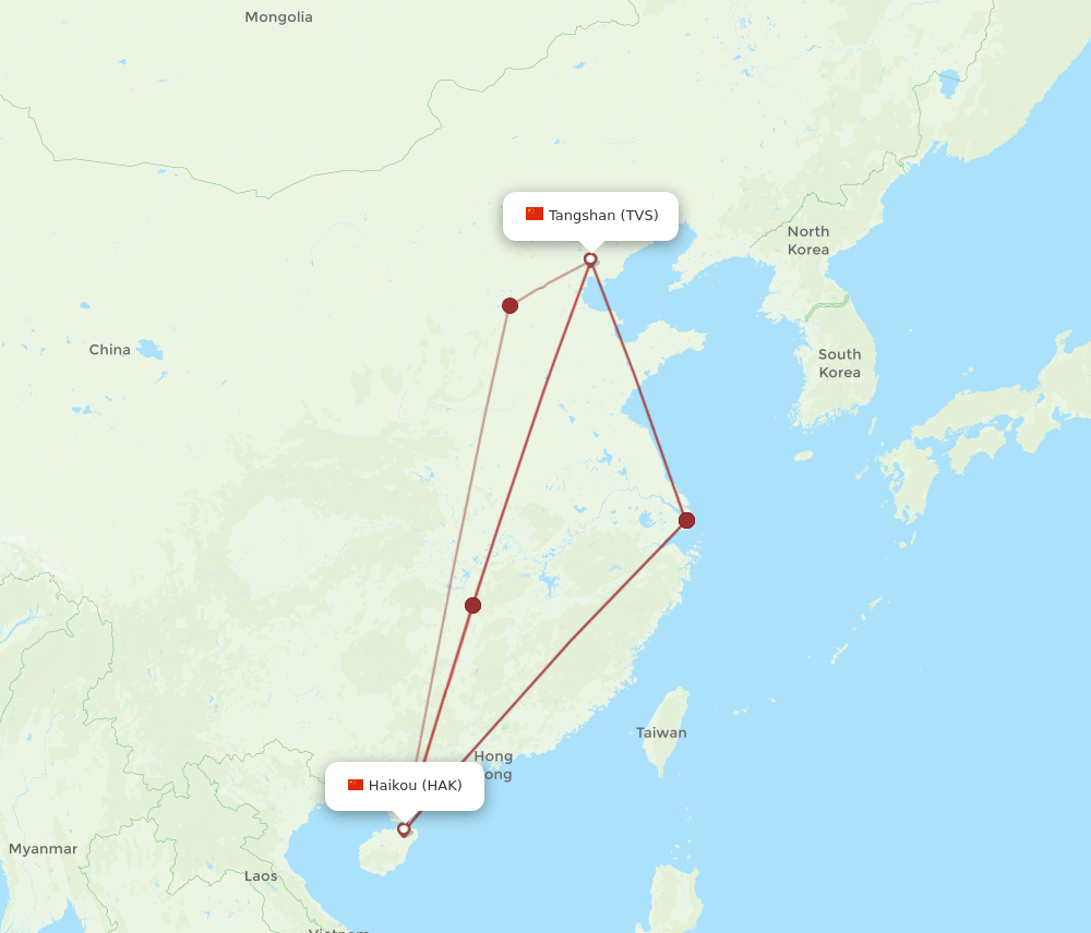 HAK-TVS flight routes