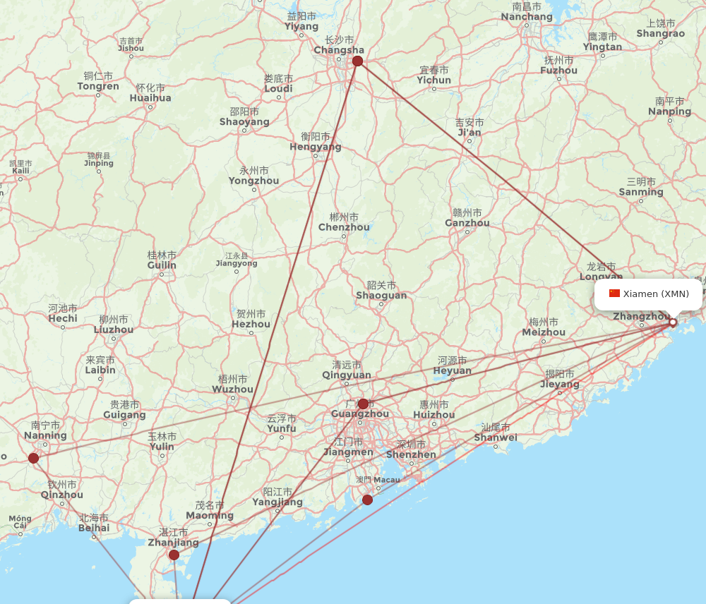 HAK to XMN flights and routes map
