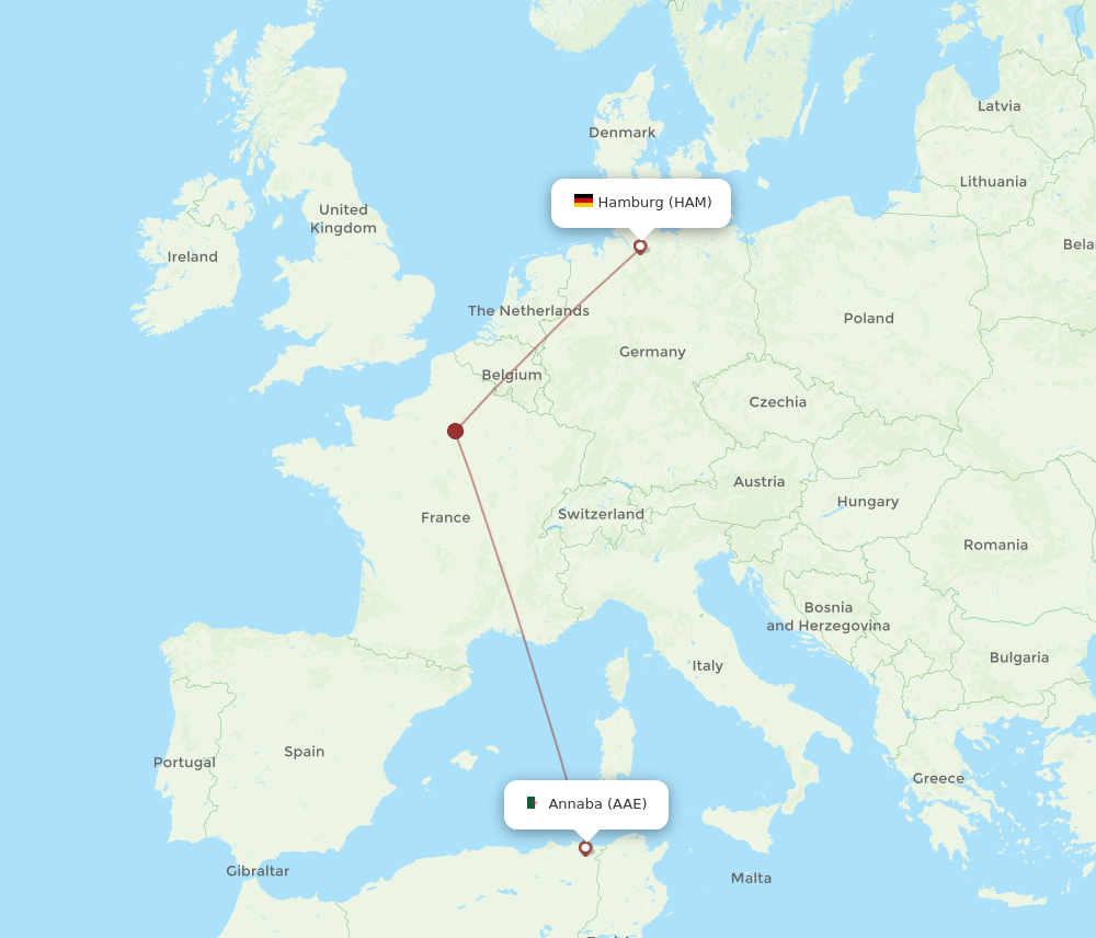 HAM-AAE flight routes