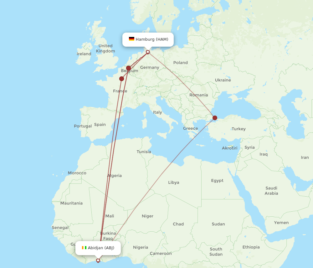 HAM-ABJ flight routes