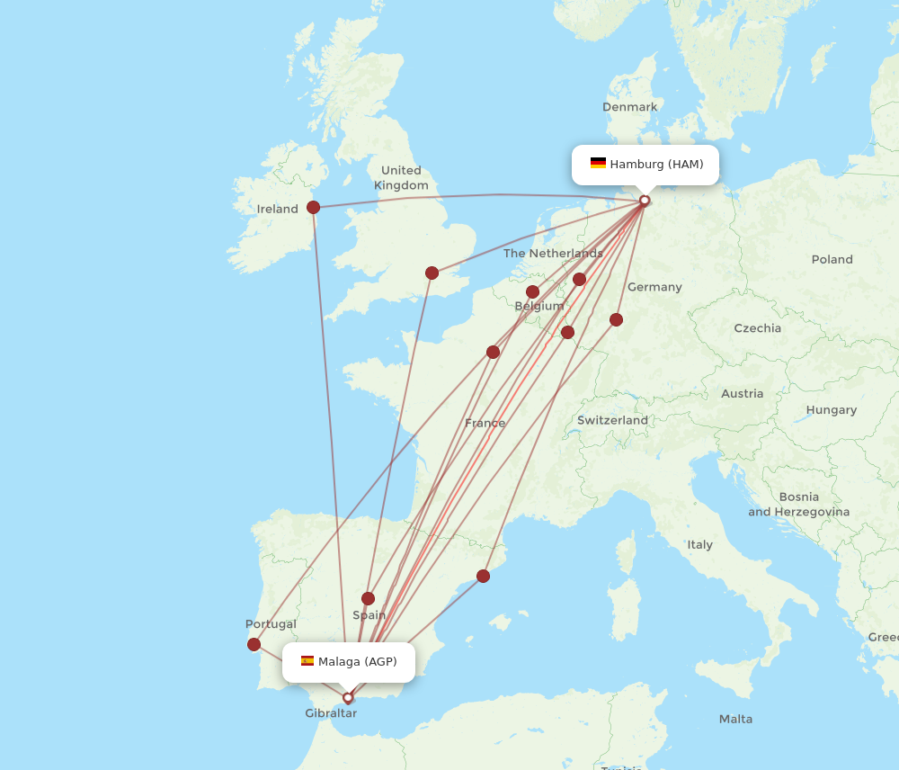 HAM to AGP flights and routes map