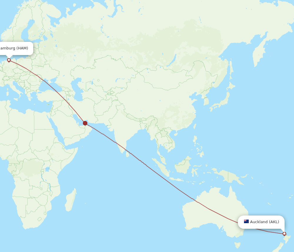 HAM-AKL flight routes