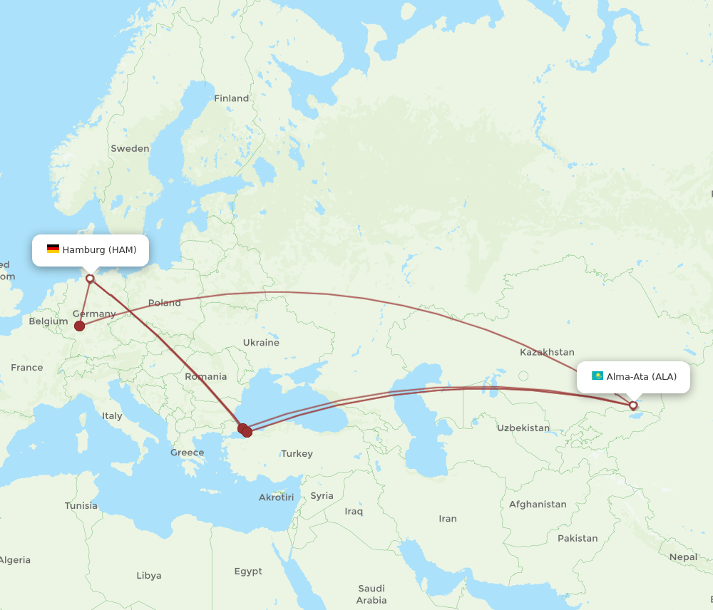 HAM-ALA flight routes