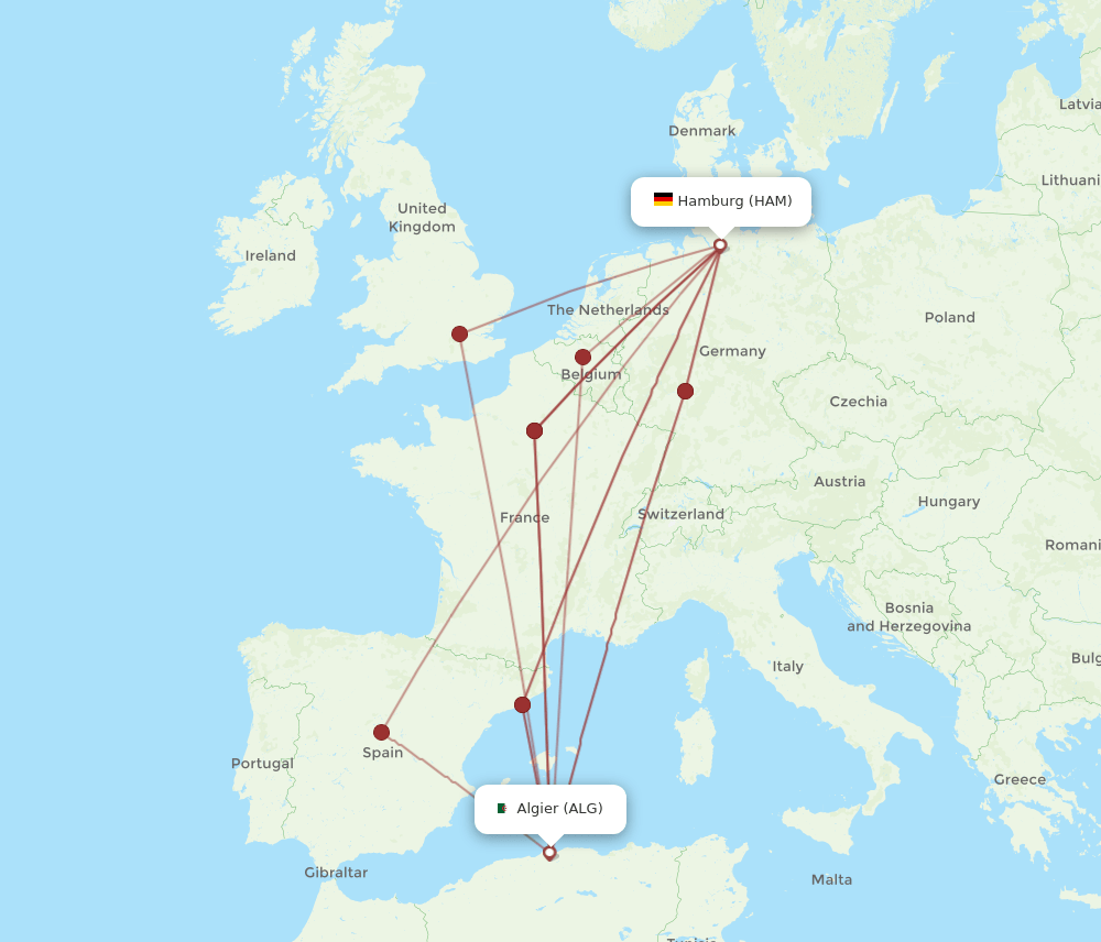 HAM-ALG flight routes