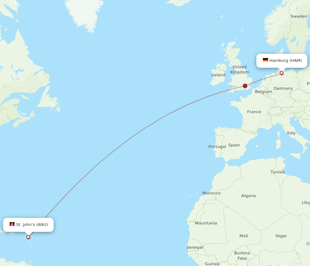HAM to ANU flights and routes map