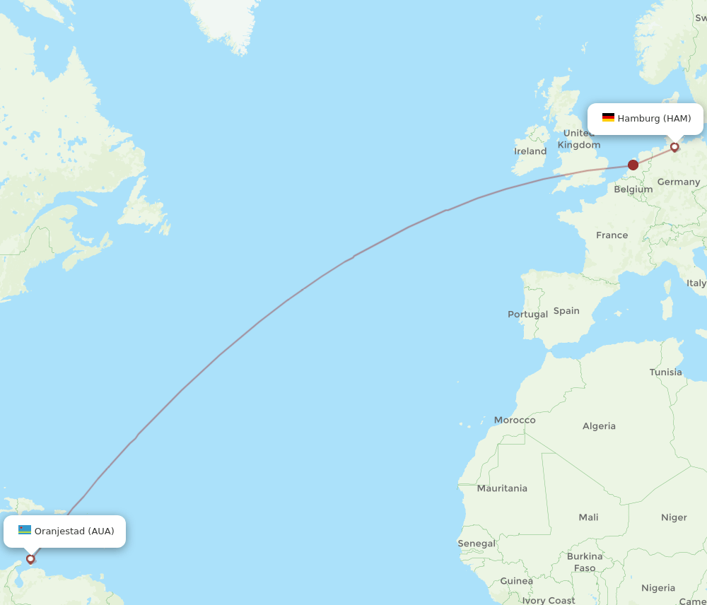 HAM-AUA flight routes
