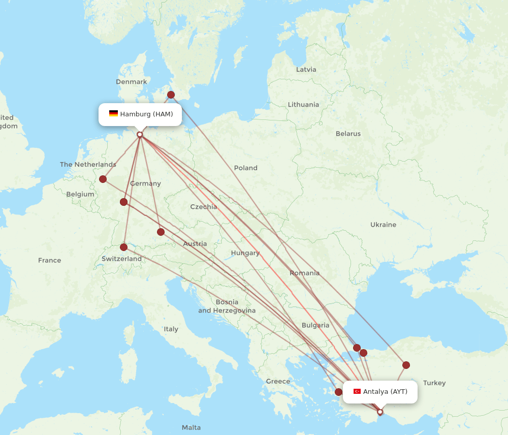 HAM-AYT flight routes