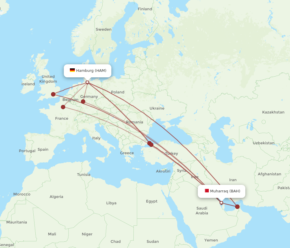 HAM-BAH flight routes