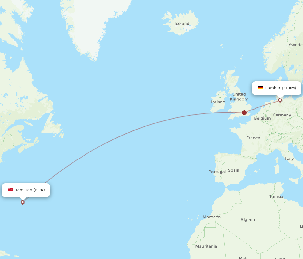 HAM-BDA flight routes