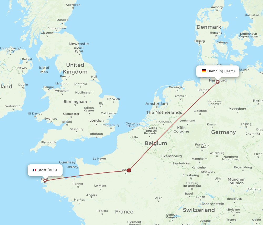 HAM-BES flight routes
