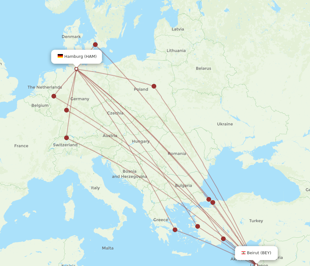 HAM-BEY flight routes