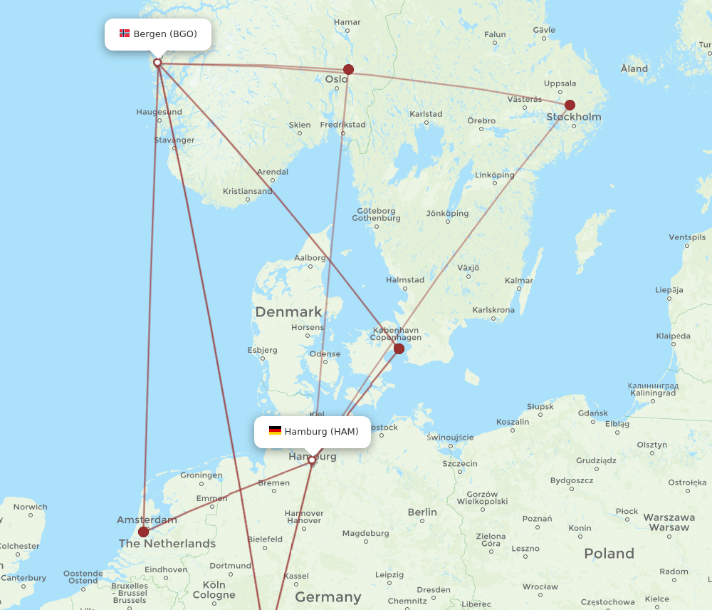 HAM-BGO flight routes