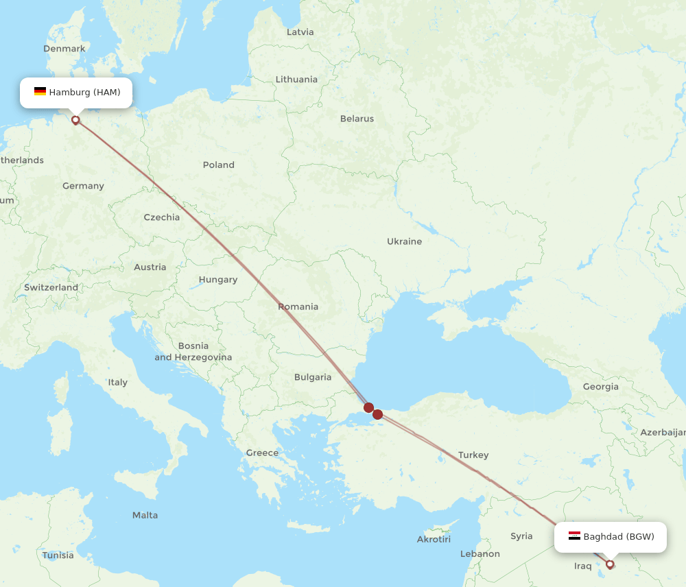 HAM-BGW flight routes