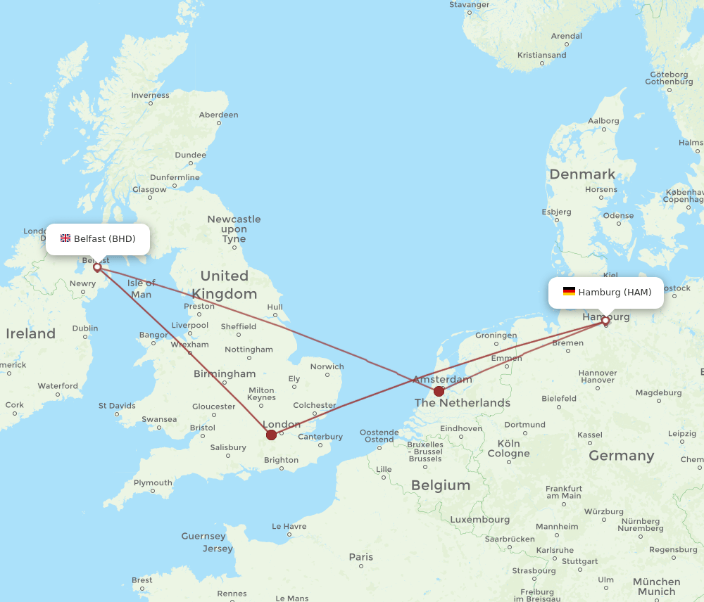 HAM-BHD flight routes