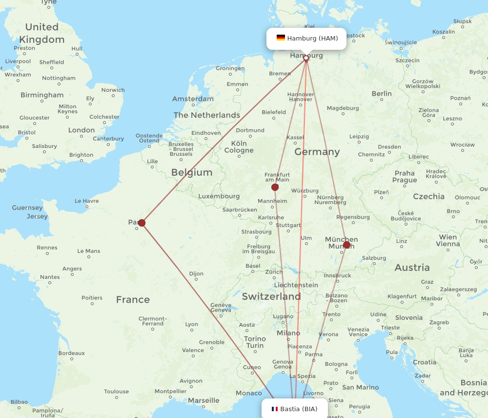 HAM-BIA flight routes