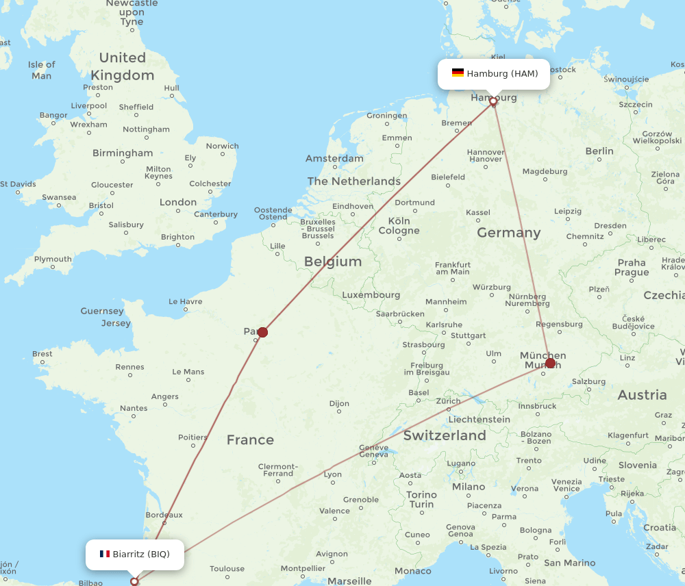 HAM-BIQ flight routes