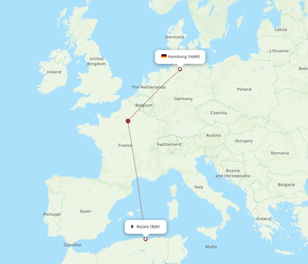 HAM-BJA flight routes