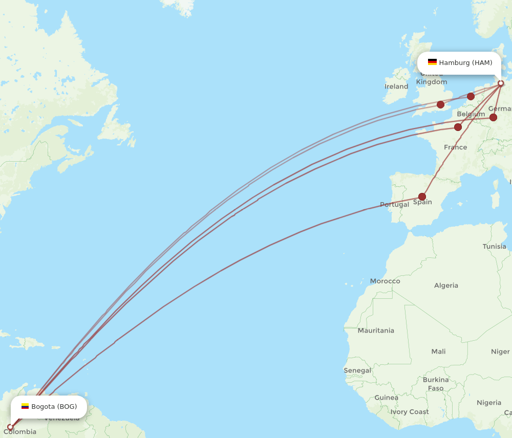 HAM-BOG flight routes