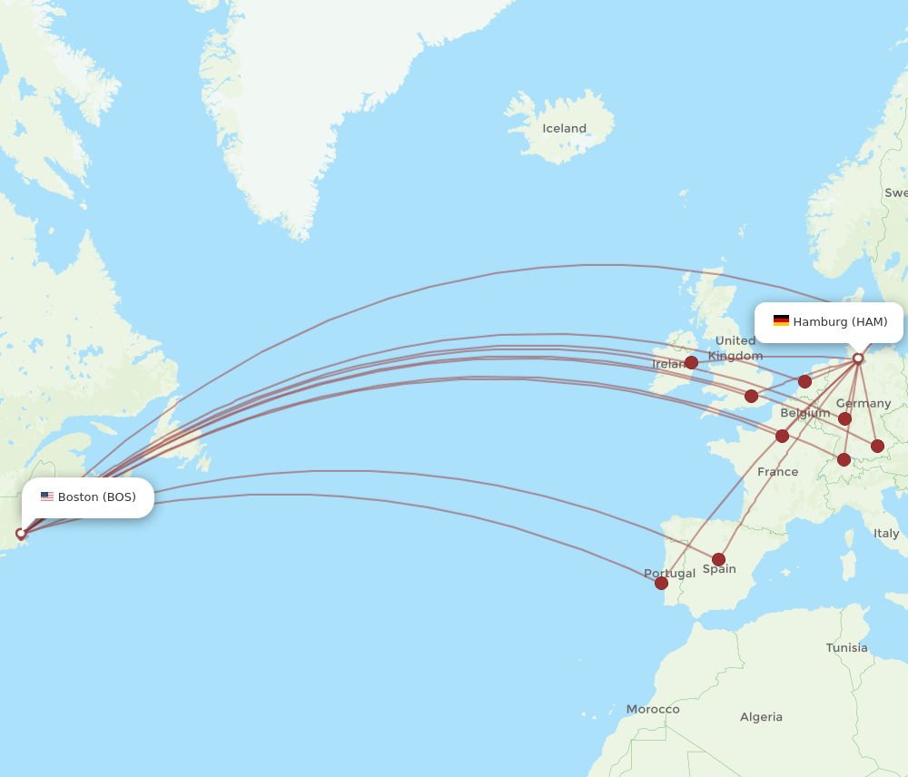 HAM-BOS flight routes