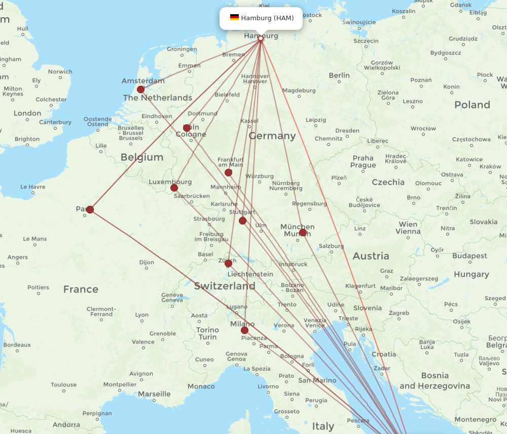 HAM to BRI flights and routes map