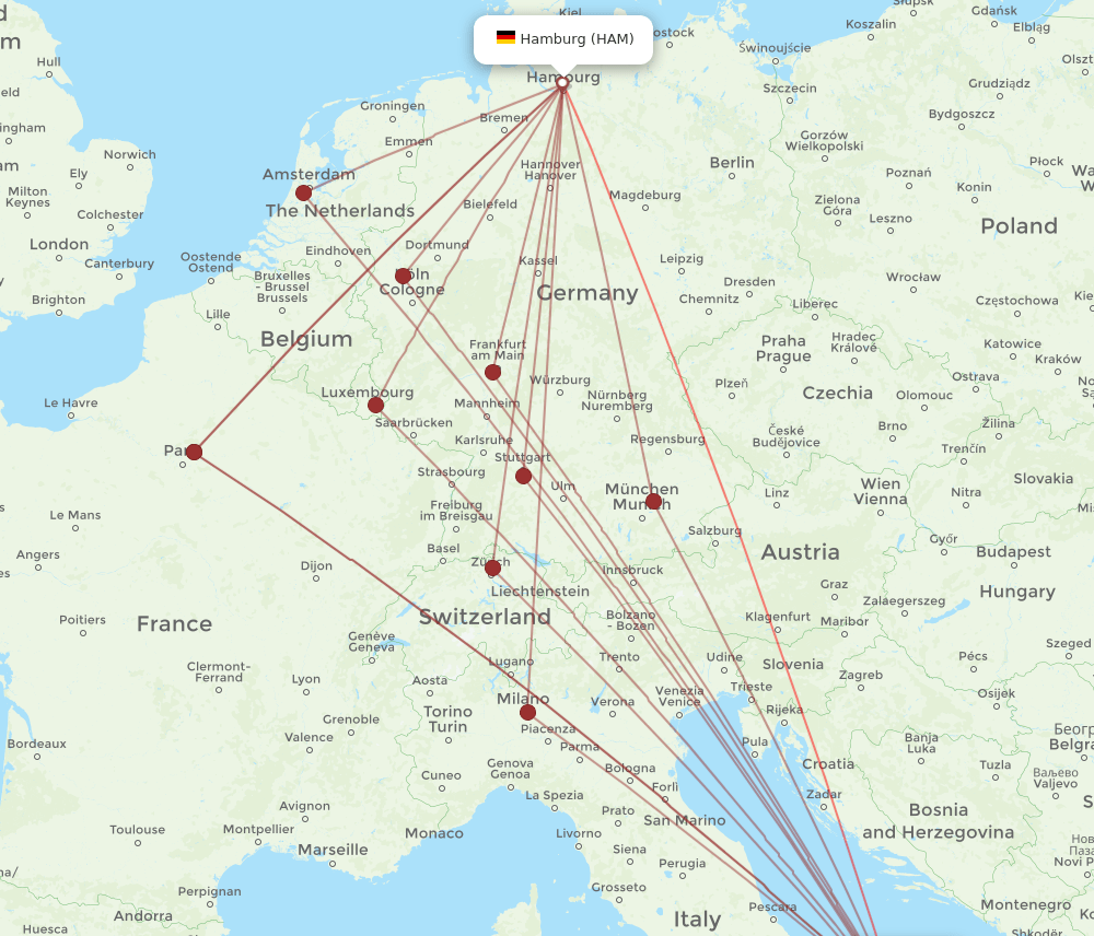 HAM-BRI flight routes