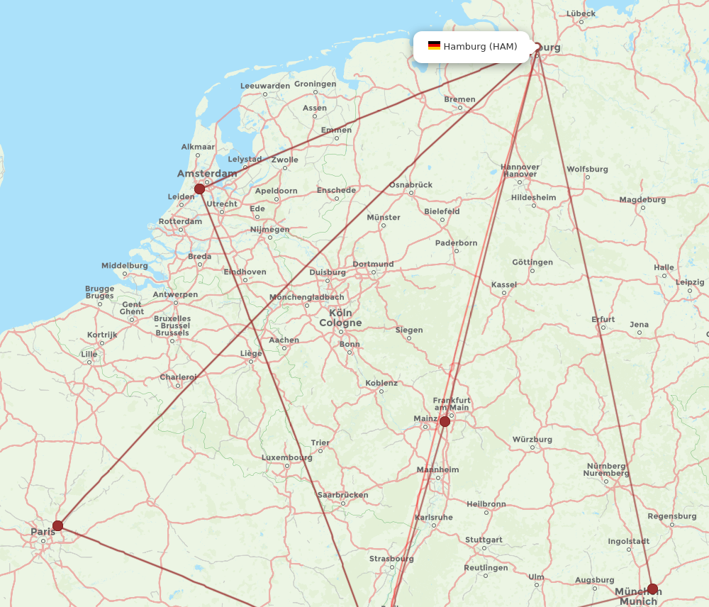 HAM to BSL flights and routes map