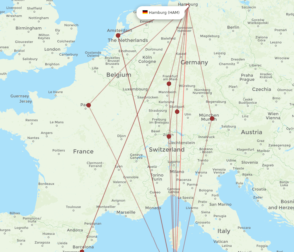 HAM-CAG flight routes