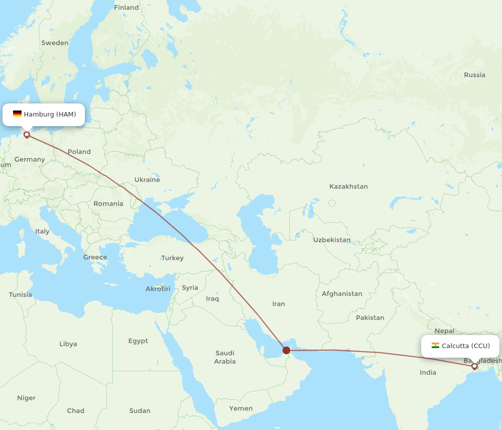 HAM-CCU flight routes