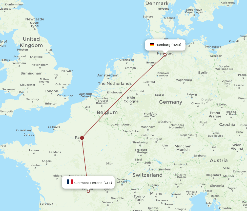 HAM-CFE flight routes