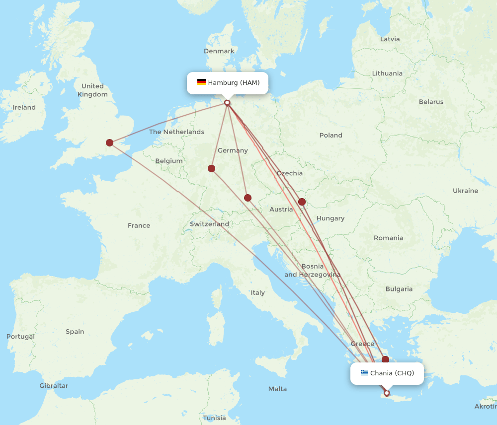 HAM-CHQ flight routes