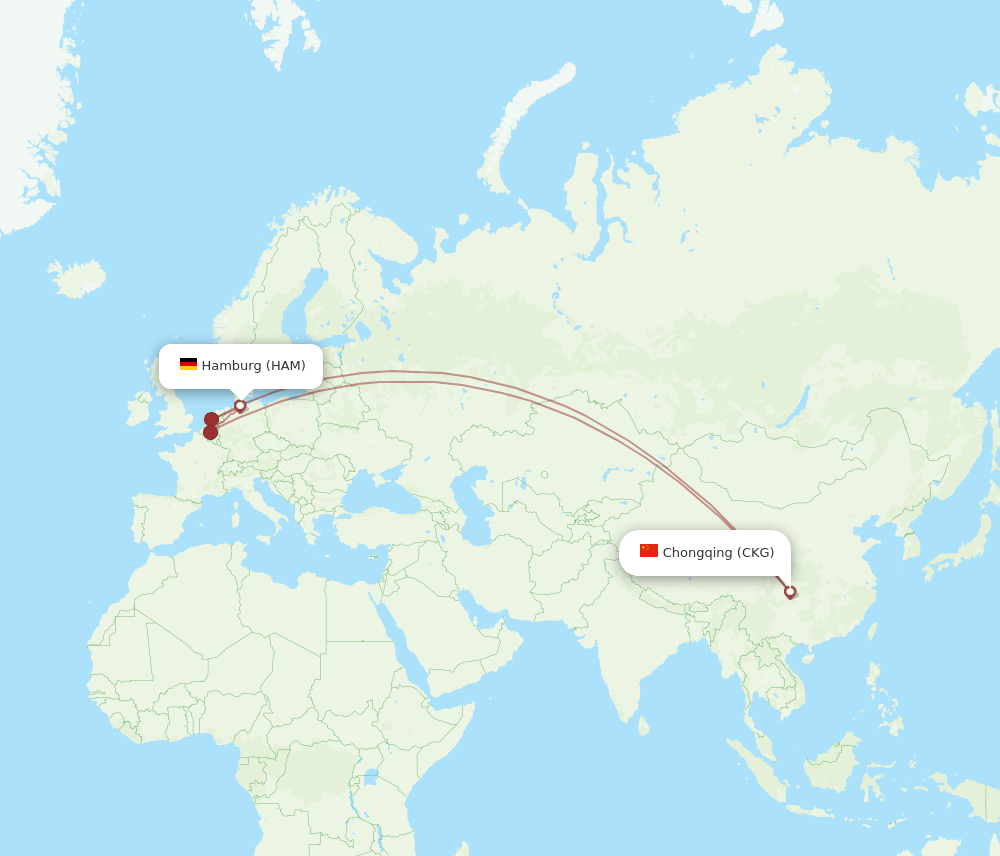 HAM-CKG flight routes