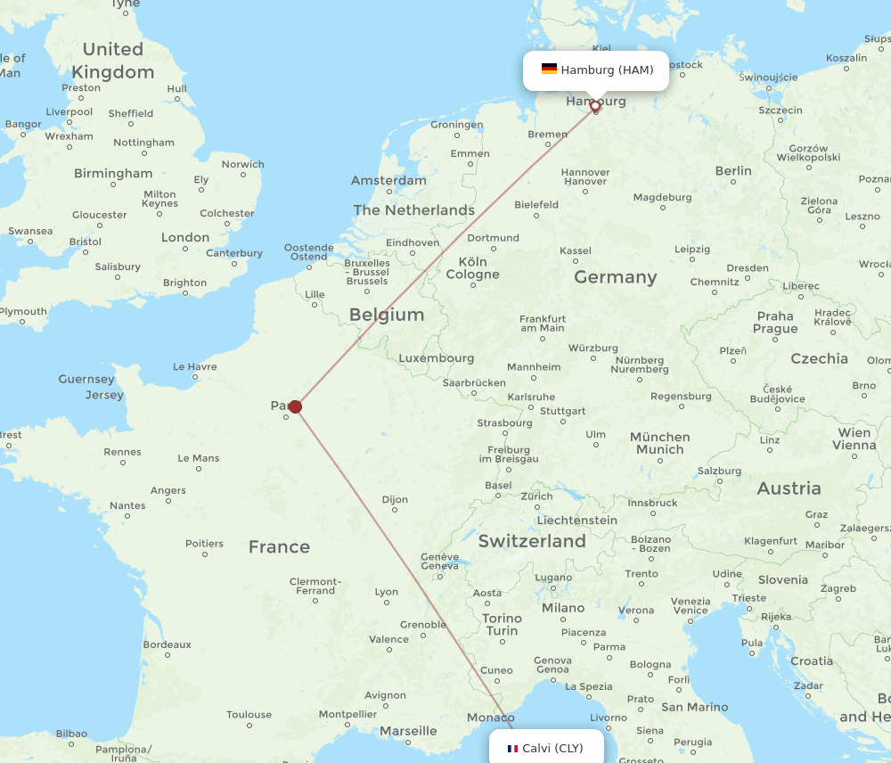 HAM-CLY flight routes