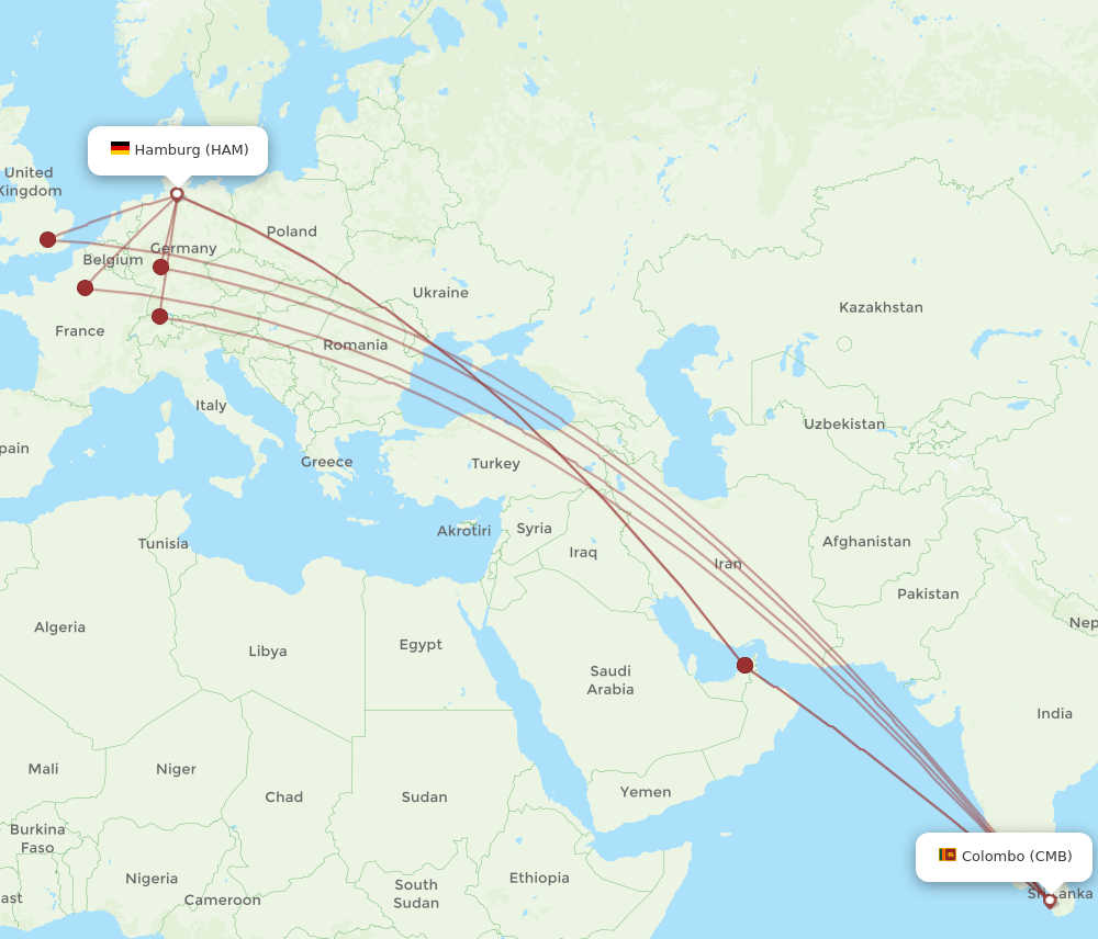 HAM-CMB flight routes