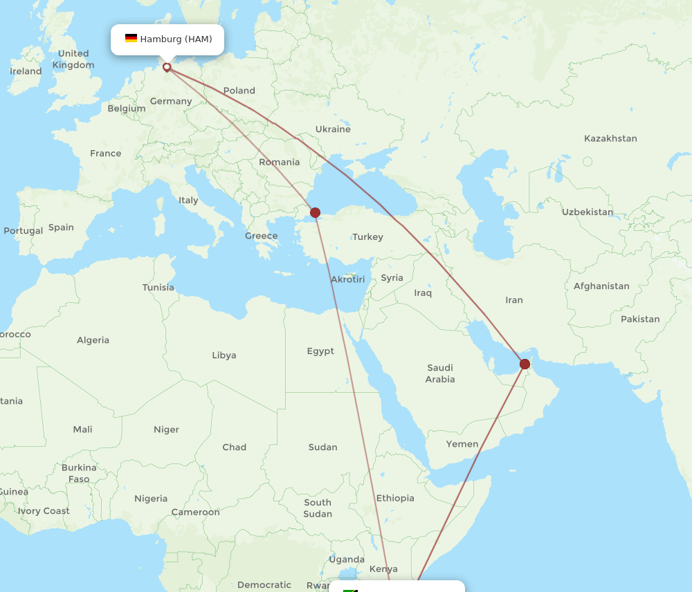 HAM-DAR flight routes