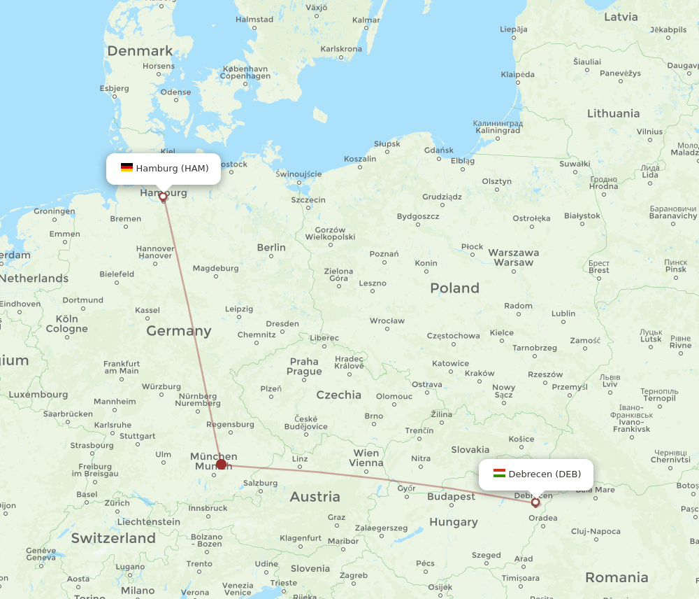 HAM-DEB flight routes