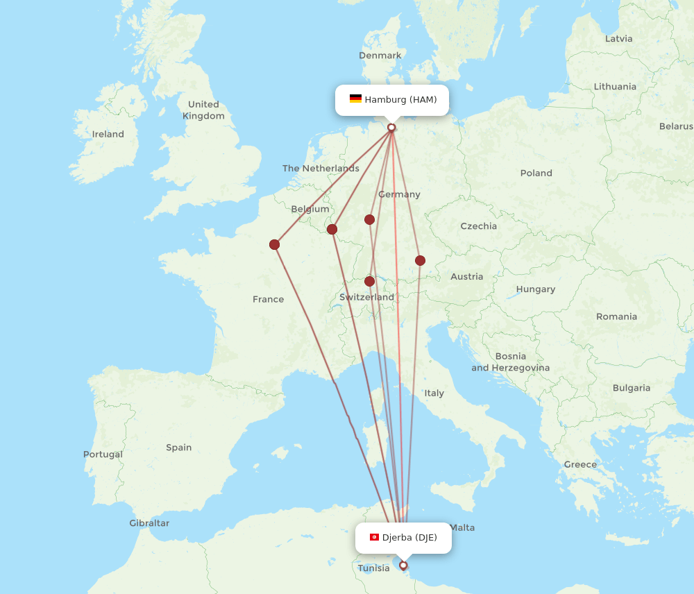 HAM-DJE flight routes