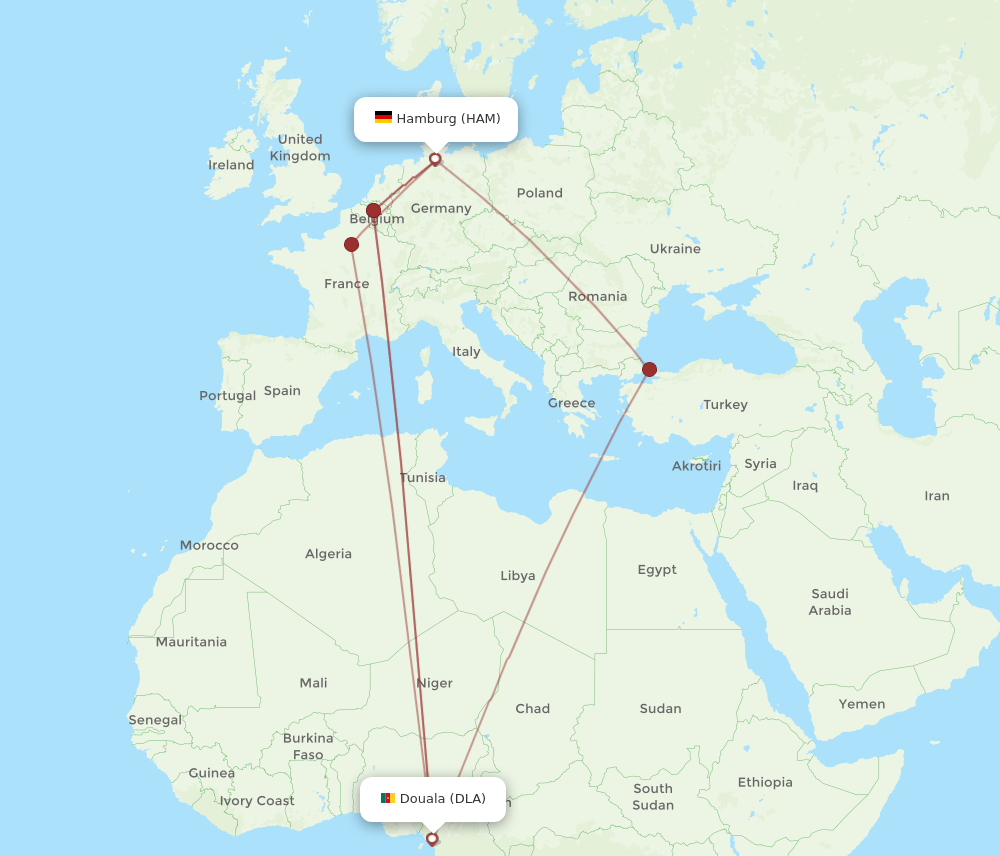 HAM-DLA flight routes