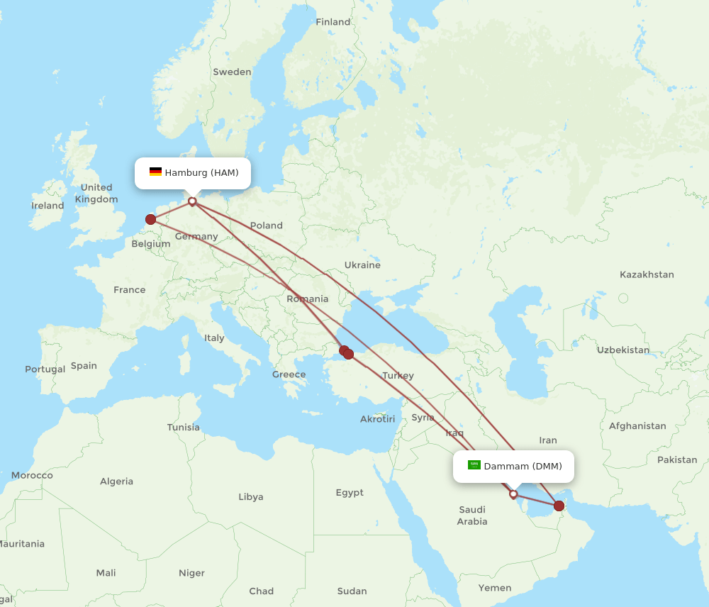 HAM-DMM flight routes