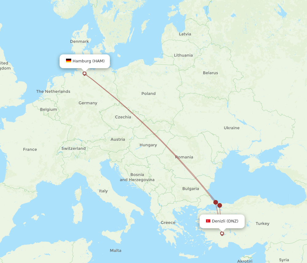 HAM-DNZ flight routes