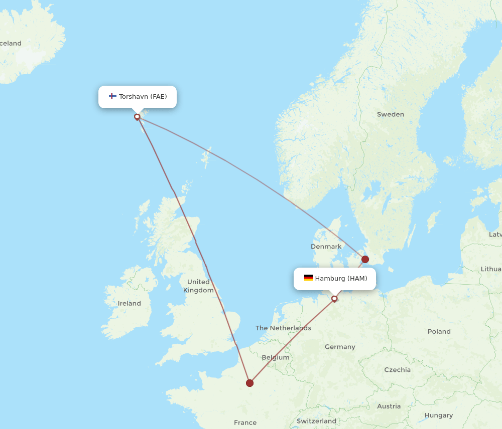 HAM-FAE flight routes
