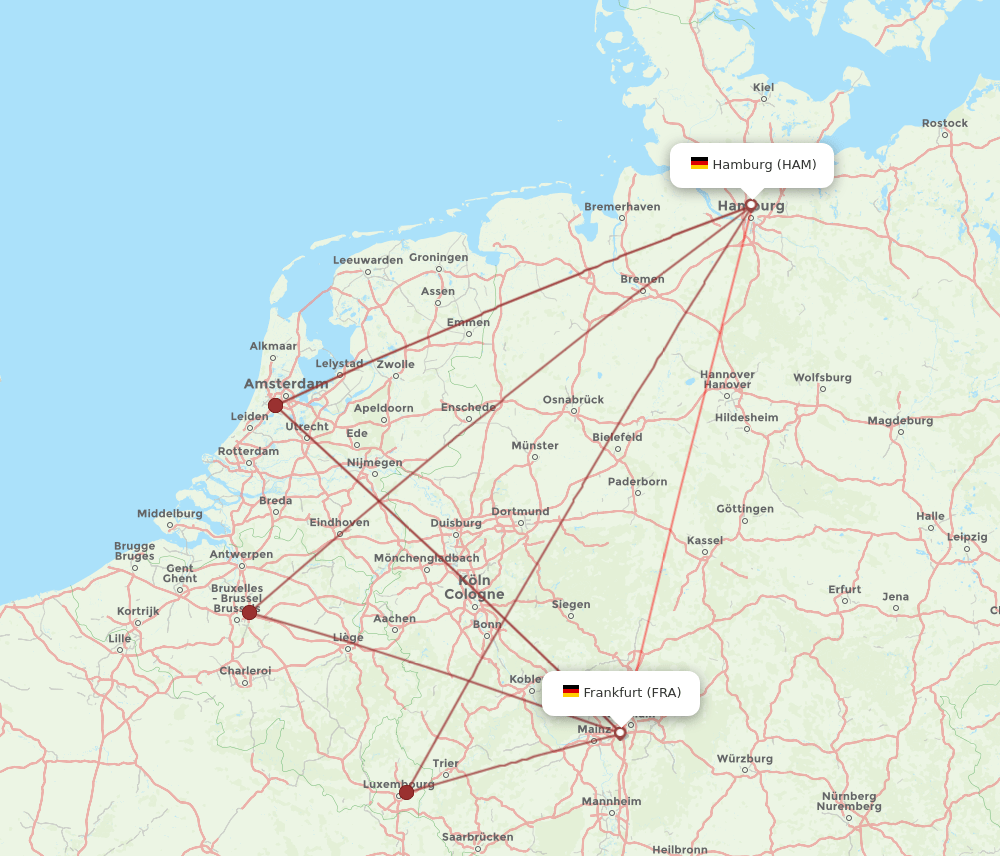 HAM-FRA flight routes