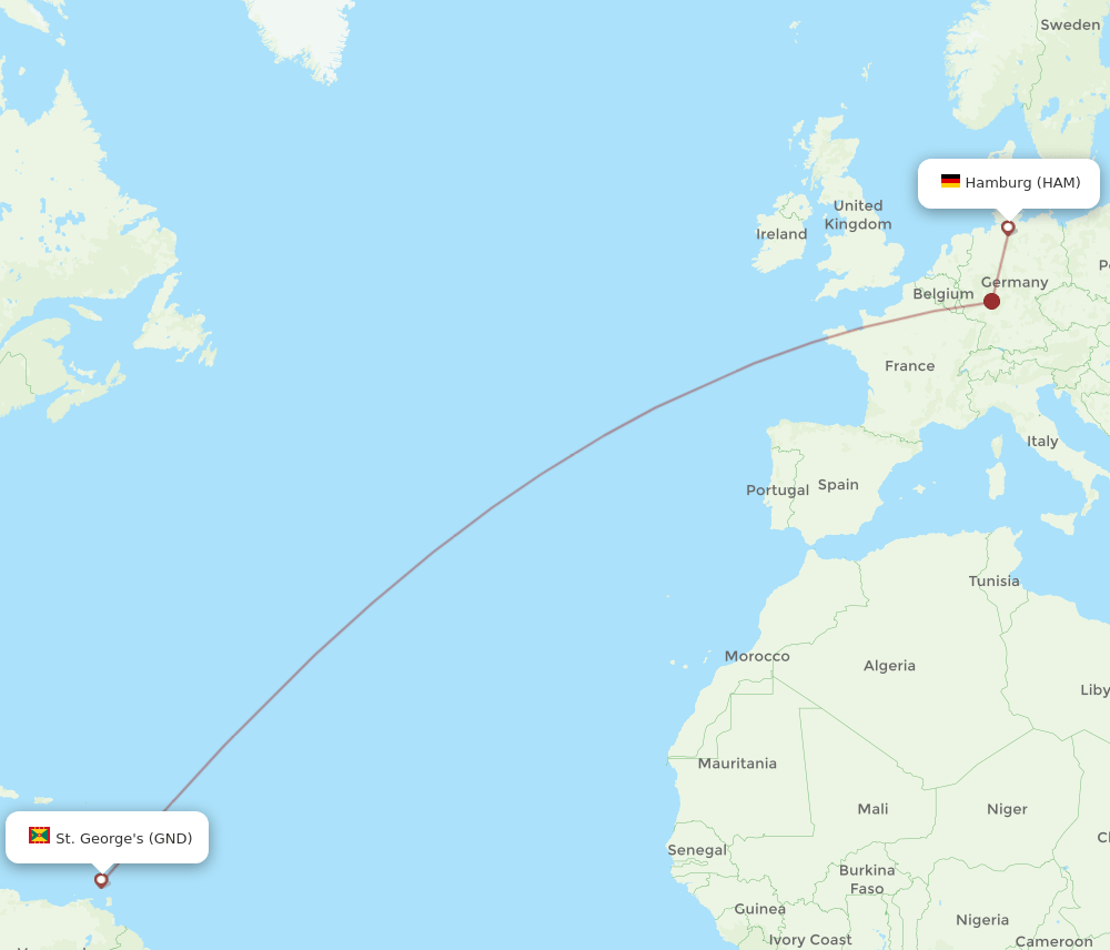 HAM-GND flight routes