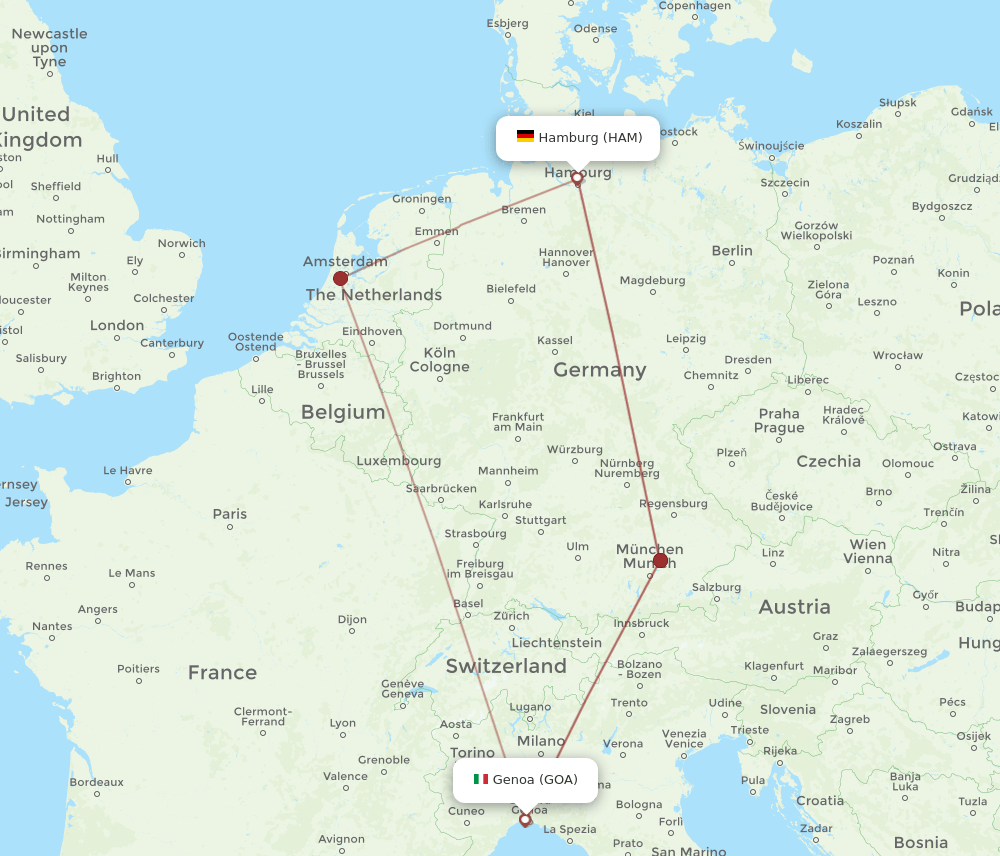 HAM-GOA flight routes