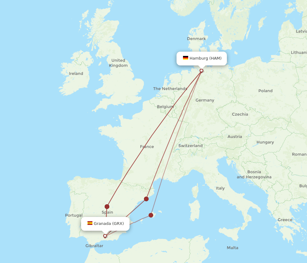 HAM-GRX flight routes
