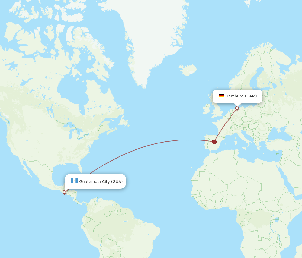 HAM-GUA flight routes